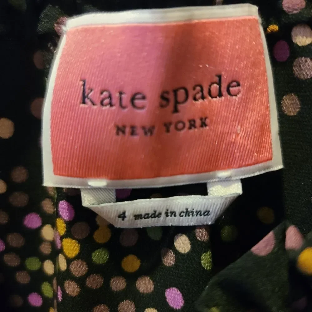 Kate Spade Disco Dots Ruffle Shirt Dress Black Size 4 EUC
